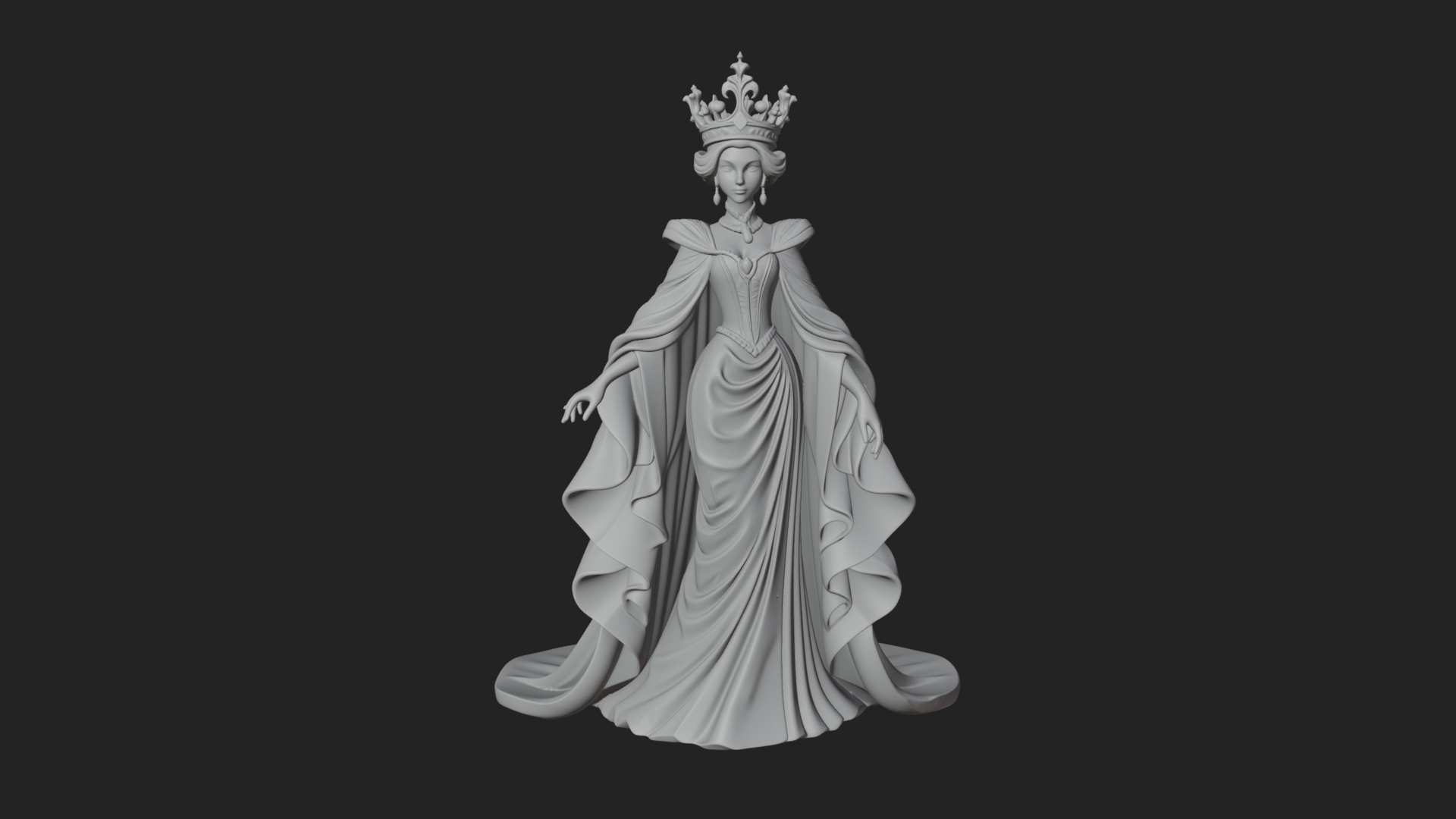 Crowned Royal Queen Statue Design 4 3D Print Model 3D Model