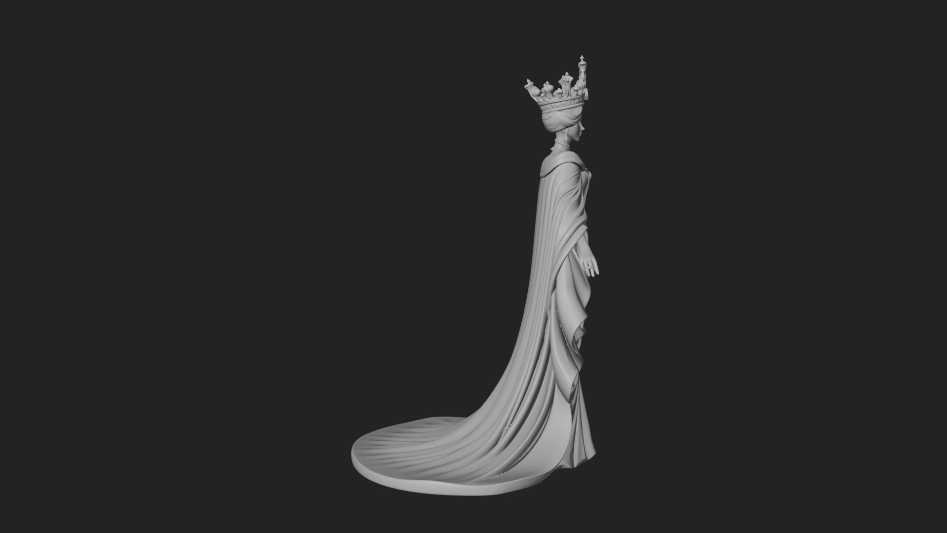 Crowned Royal Queen Statue Design 4 3D Print Model 3D Model