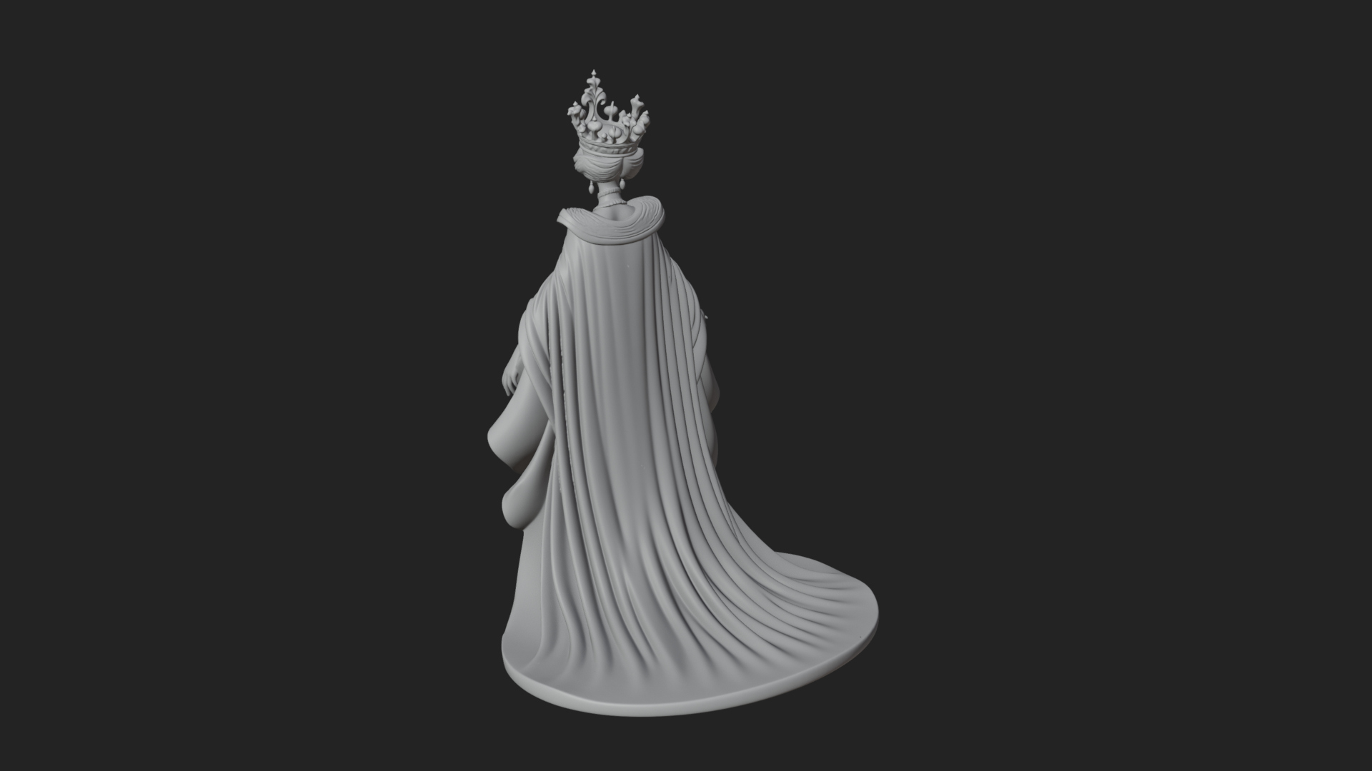 Crowned Royal Queen Statue Design 4 3D Print Model 3D Model