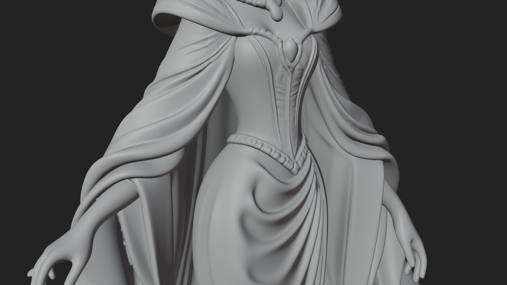 Crowned Royal Queen Statue Design 4 3D Print Model 3D Model