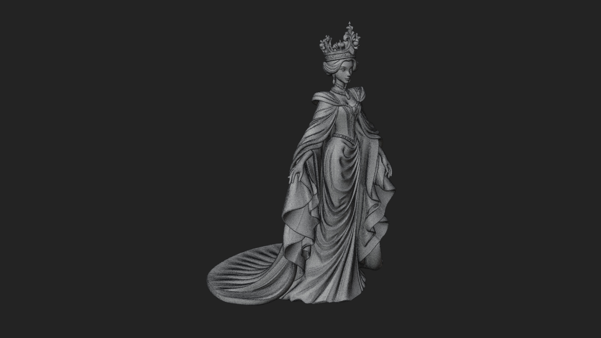 Crowned Royal Queen Statue Design 4 3D Print Model 3D Model