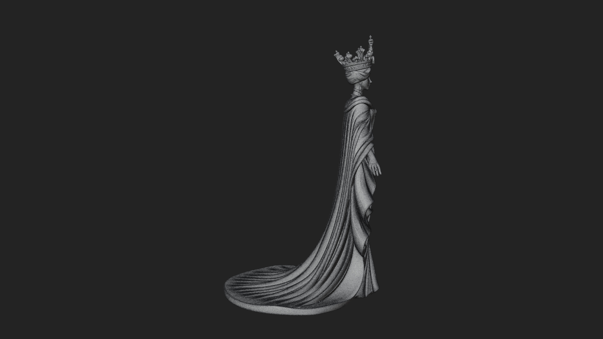 Crowned Royal Queen Statue Design 4 3D Print Model 3D Model