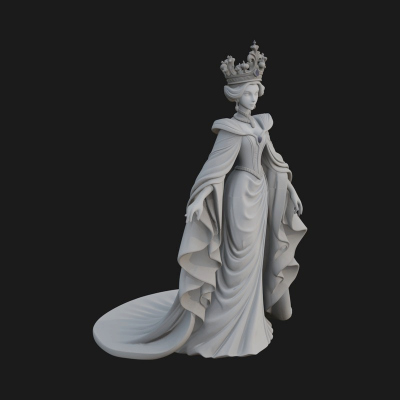 Crowned Royal Queen Statue Design 4 3D Print Model