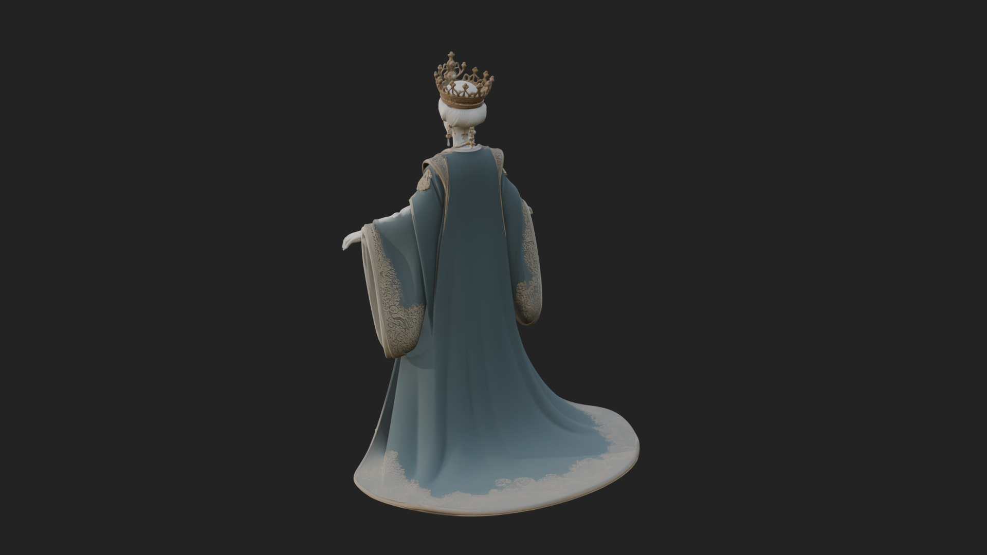 Crowned Royal Queen Statue Design 5 3D Print Model 3D Model