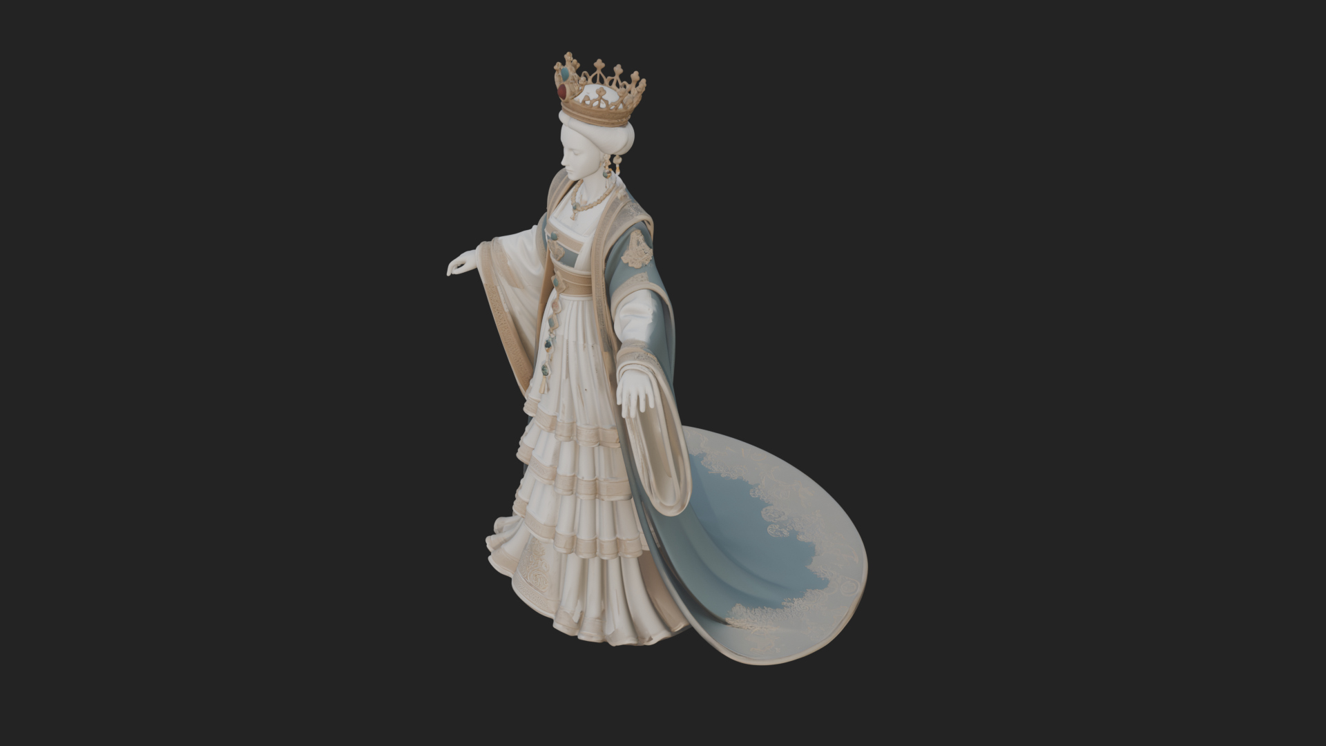Crowned Royal Queen Statue Design 5 3D Print Model 3D Model