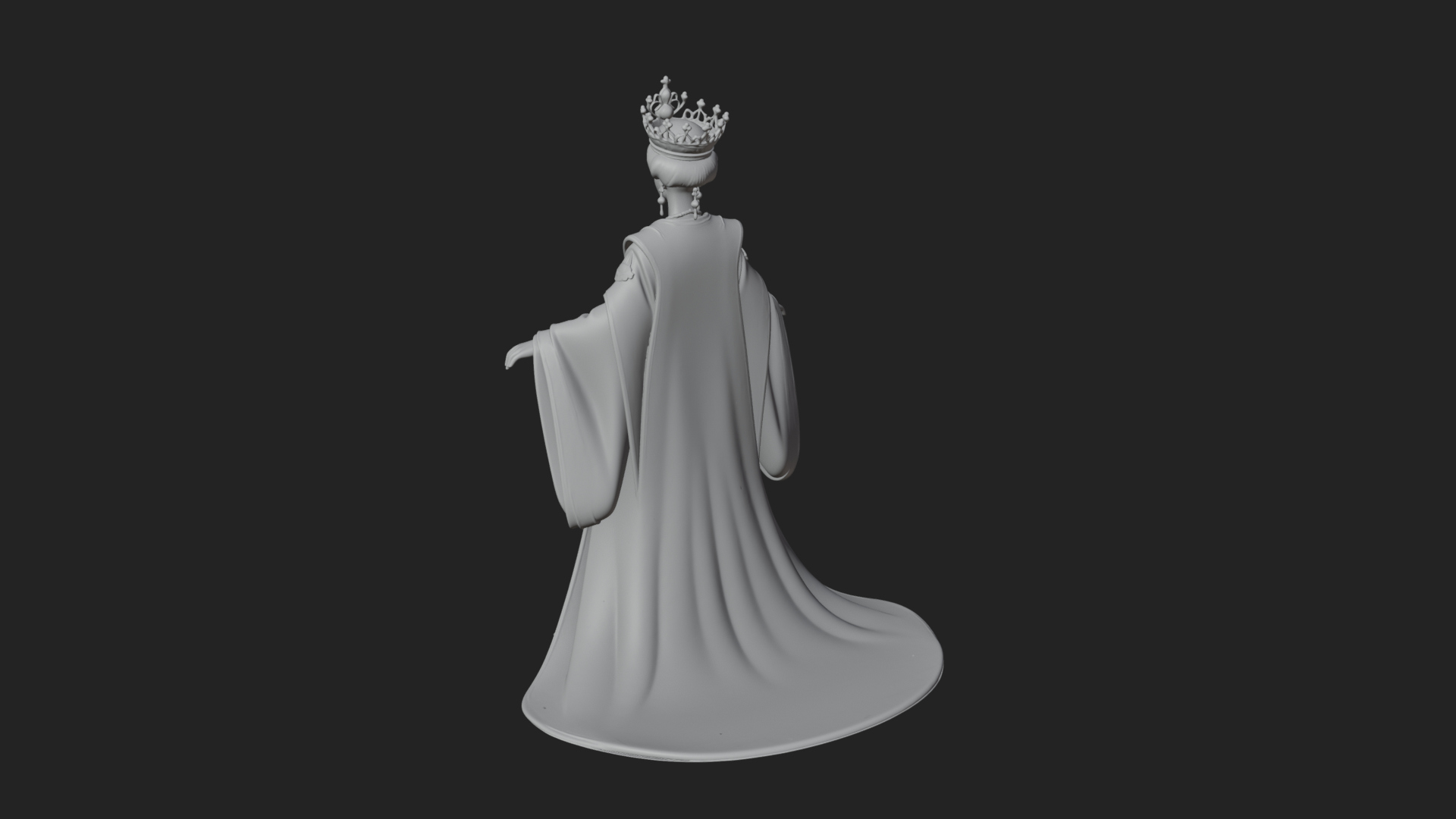 Crowned Royal Queen Statue Design 5 3D Print Model 3D Model