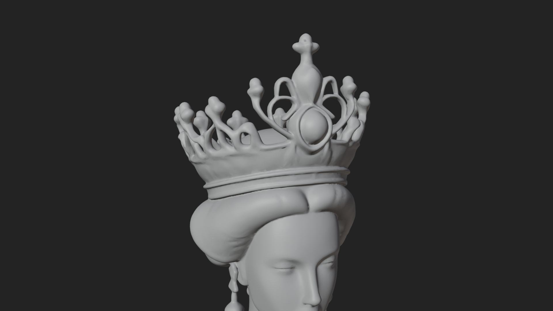 Crowned Royal Queen Statue Design 5 3D Print Model 3D Model