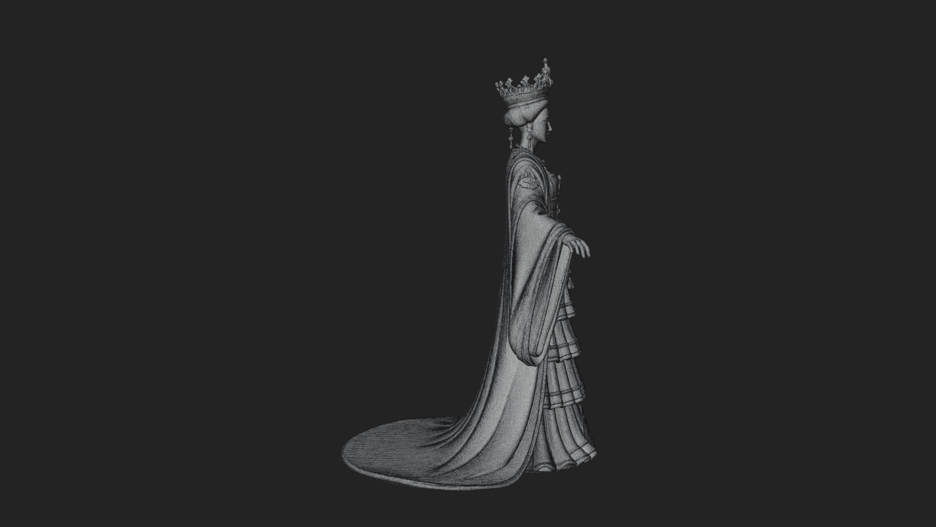 Crowned Royal Queen Statue Design 5 3D Print Model 3D Model