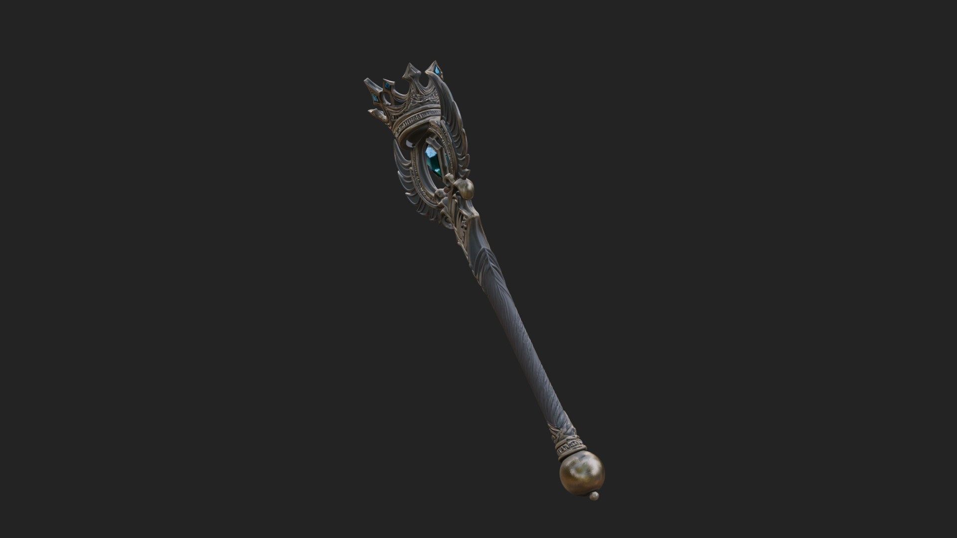 Crowned Royal Scepter Model Design 1 3D Print Model 3D Model