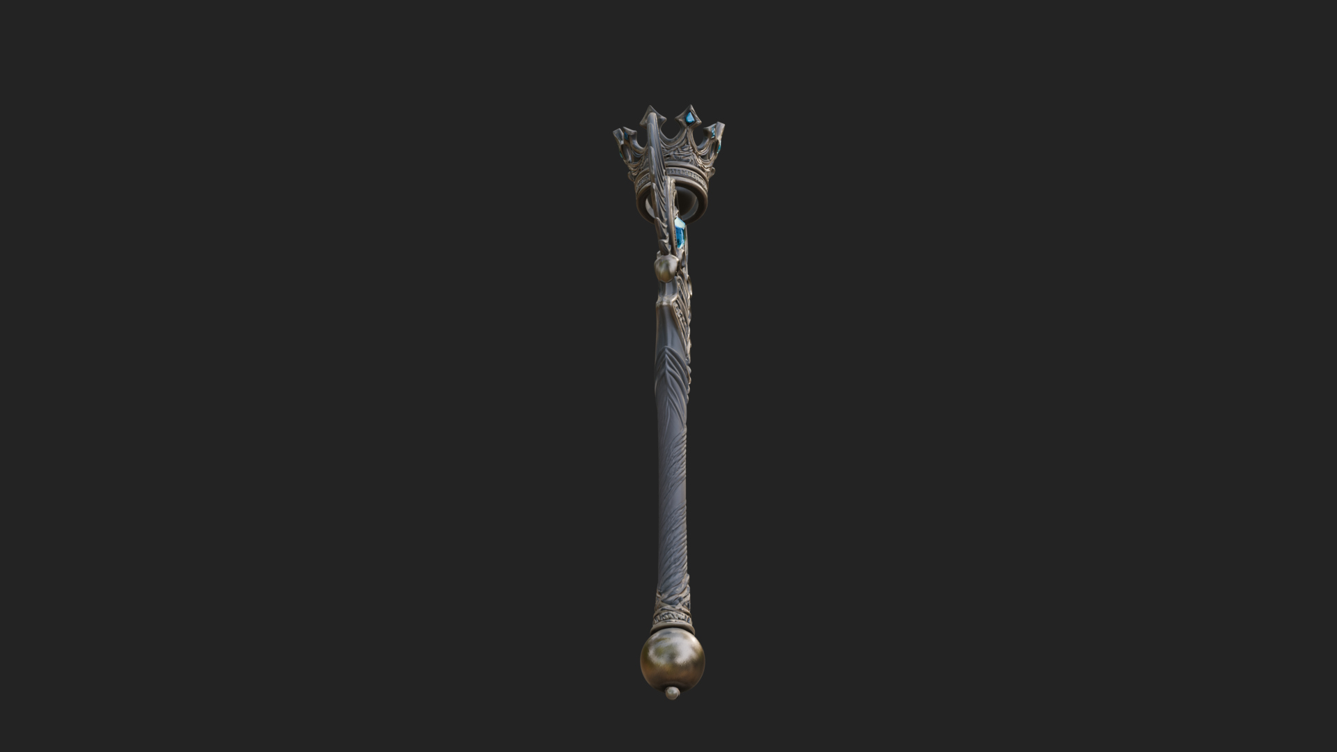 Crowned Royal Scepter Model Design 1 3D Print Model 3D Model