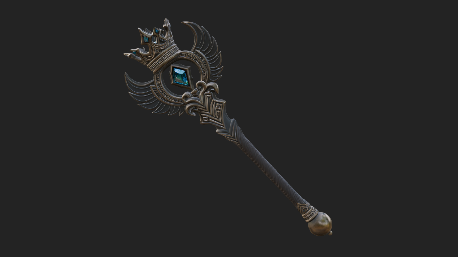 Crowned Royal Scepter Model Design 1 3D Print Model 3D Model