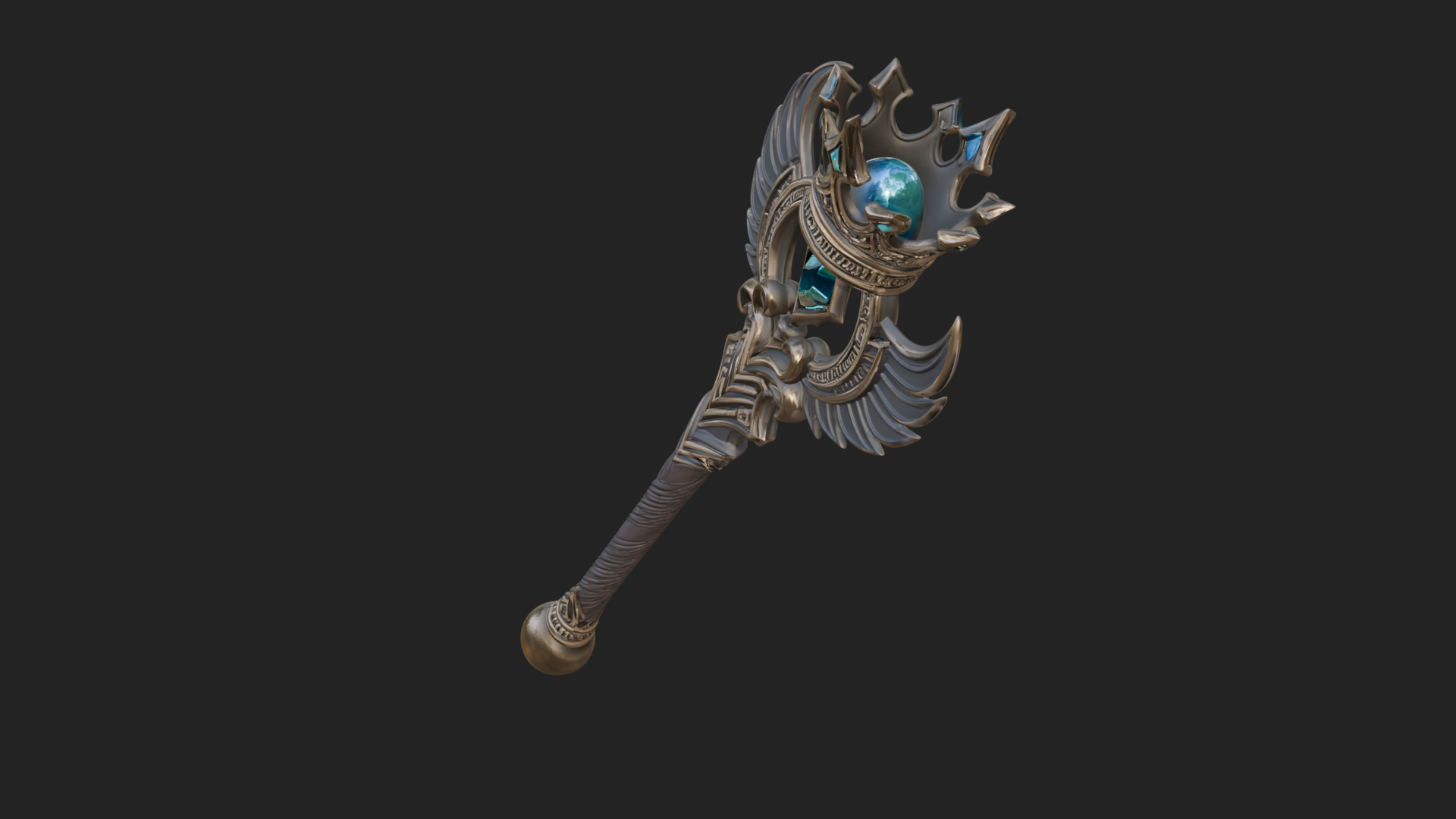 Crowned Royal Scepter Model Design 1 3D Print Model 3D Model