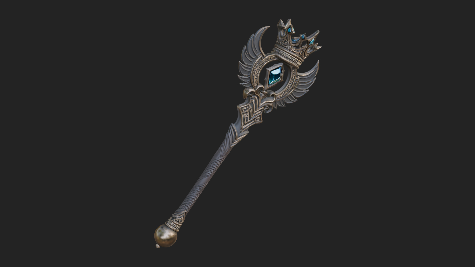 Crowned Royal Scepter Model Design 1 3D Print Model 3D Model