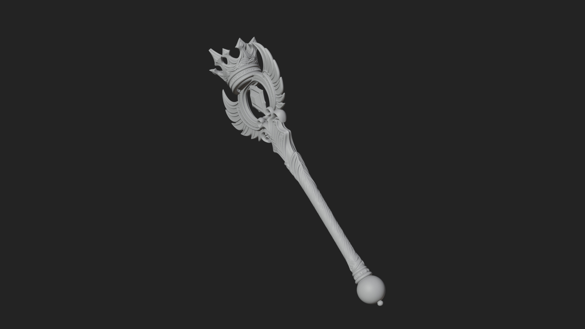 Crowned Royal Scepter Model Design 1 3D Print Model 3D Model