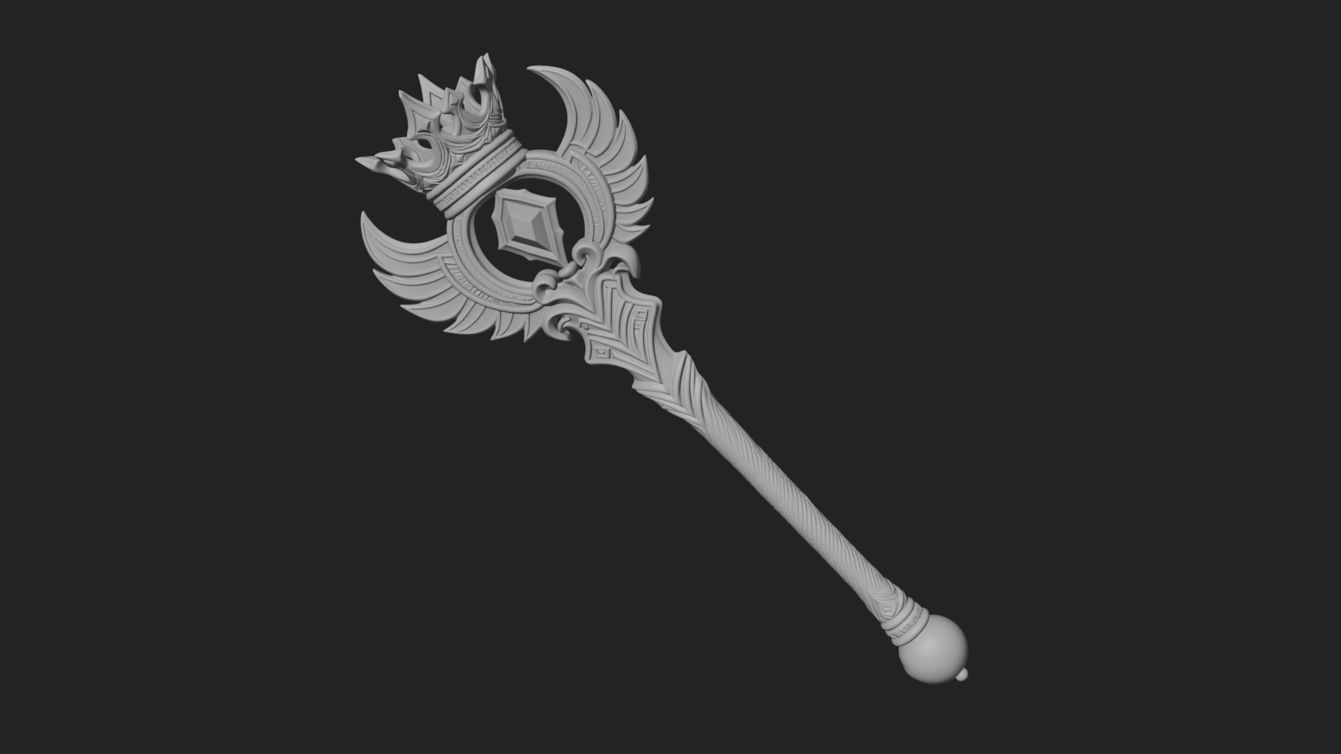 Crowned Royal Scepter Model Design 1 3D Print Model 3D Model
