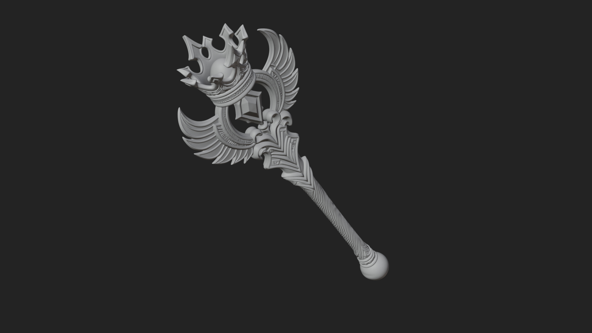 Crowned Royal Scepter Model Design 1 3D Print Model 3D Model