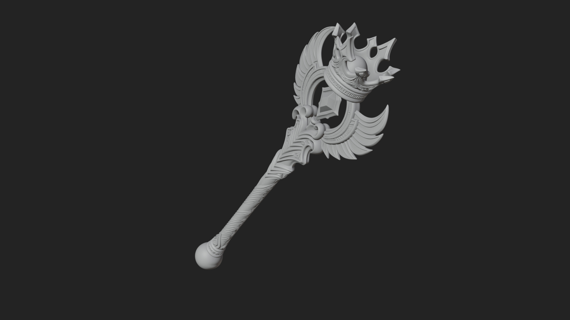 Crowned Royal Scepter Model Design 1 3D Print Model 3D Model