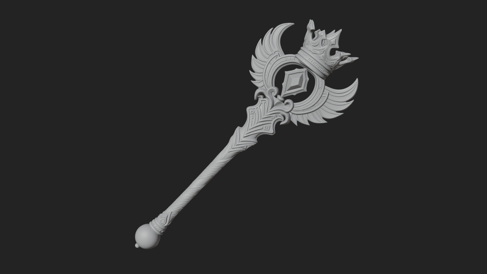 Crowned Royal Scepter Model Design 1 3D Print Model 3D Model