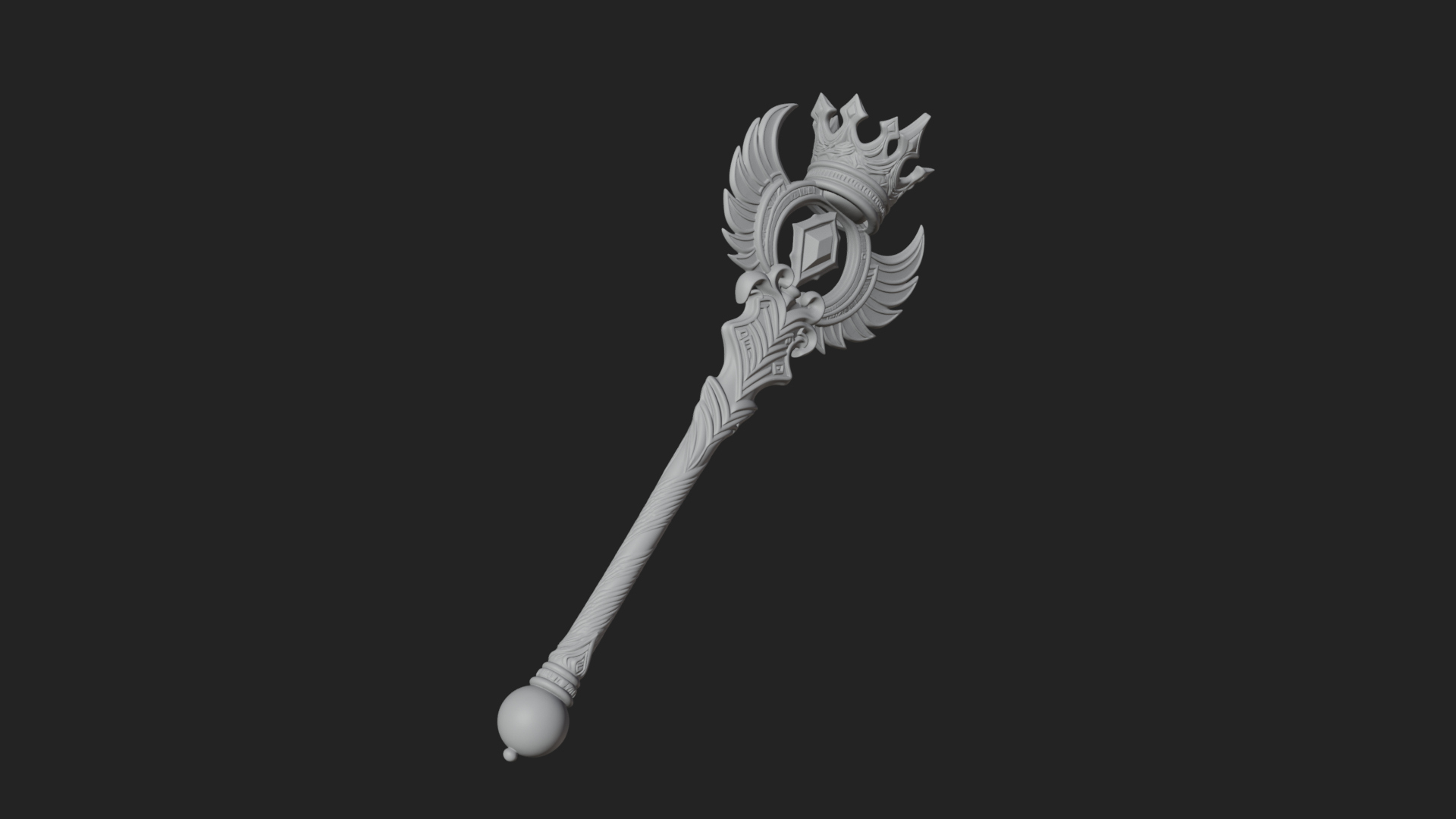 Crowned Royal Scepter Model Design 1 3D Print Model 3D Model