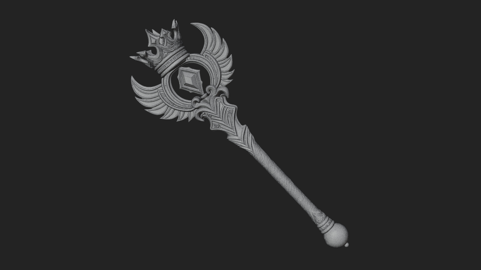Crowned Royal Scepter Model Design 1 3D Print Model 3D Model