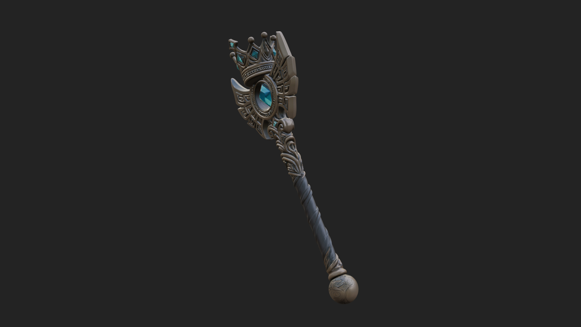 Crowned Royal Scepter Model Design 2 3D Print Model 3D Model