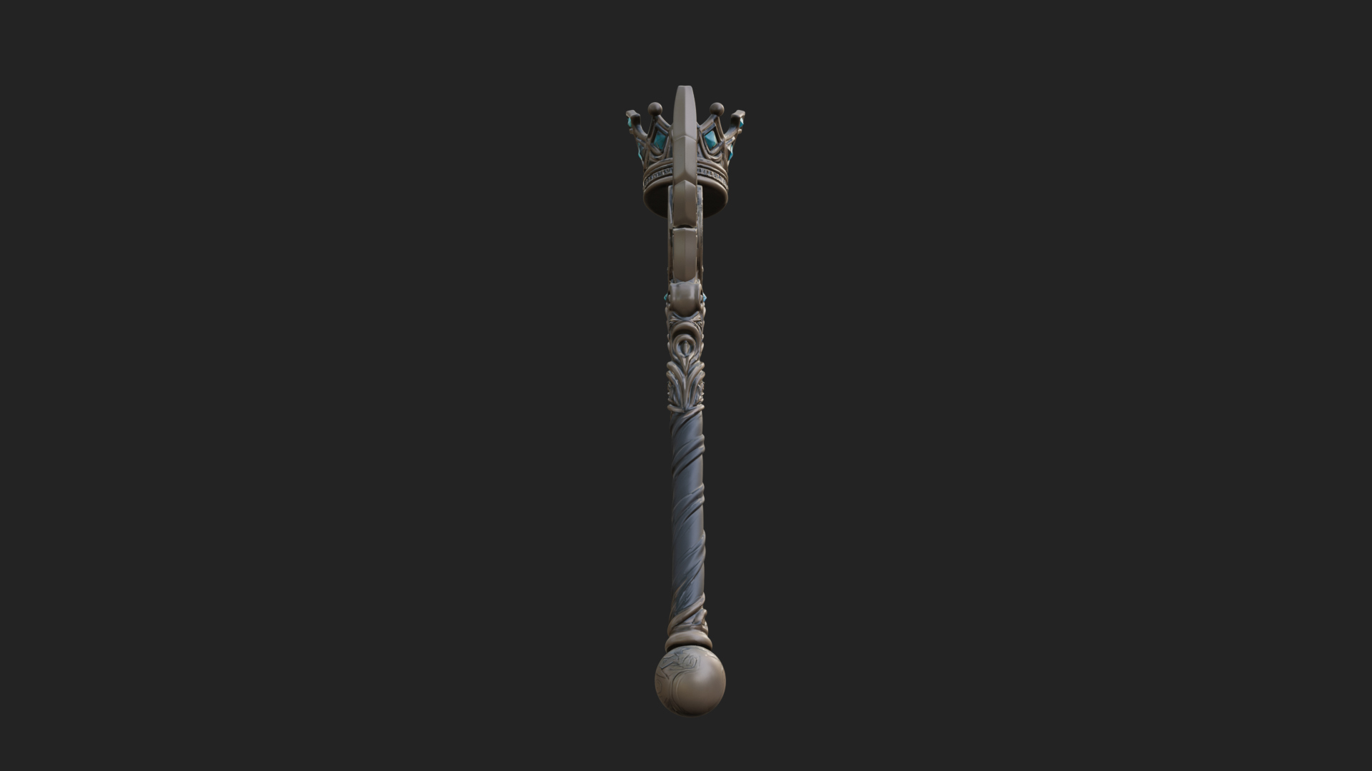 Crowned Royal Scepter Model Design 2 3D Print Model 3D Model