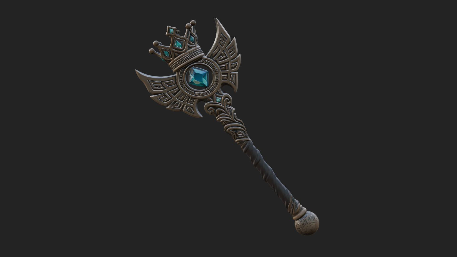 Crowned Royal Scepter Model Design 2 3D Print Model 3D Model