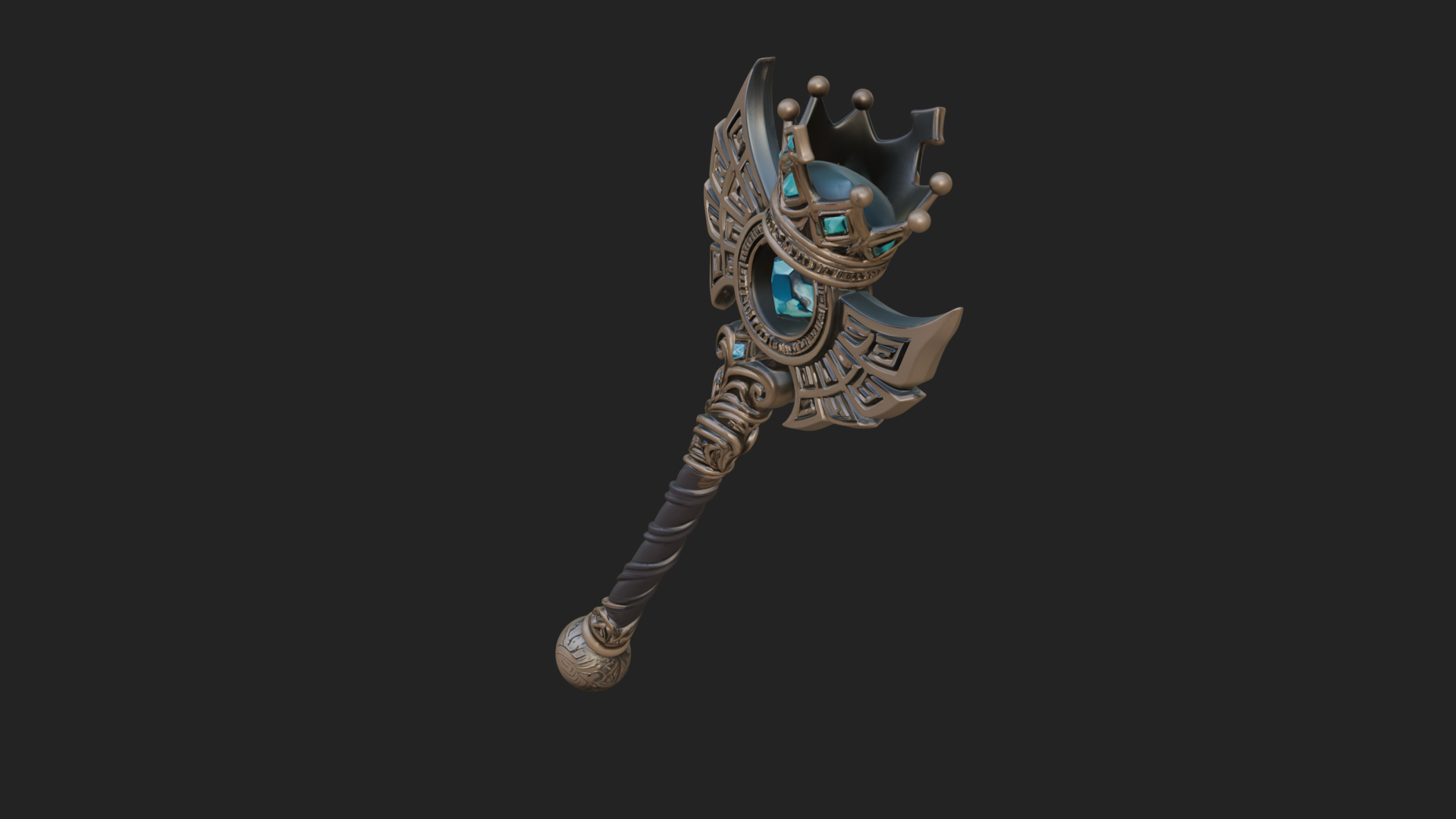 Crowned Royal Scepter Model Design 2 3D Print Model 3D Model