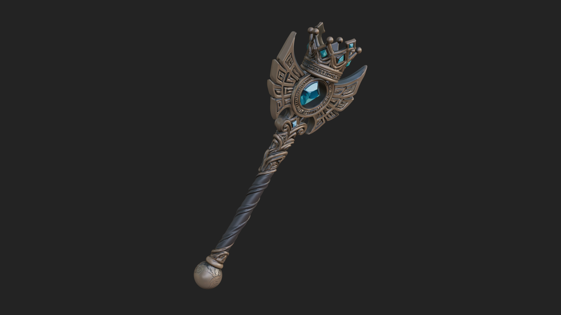 Crowned Royal Scepter Model Design 2 3D Print Model 3D Model