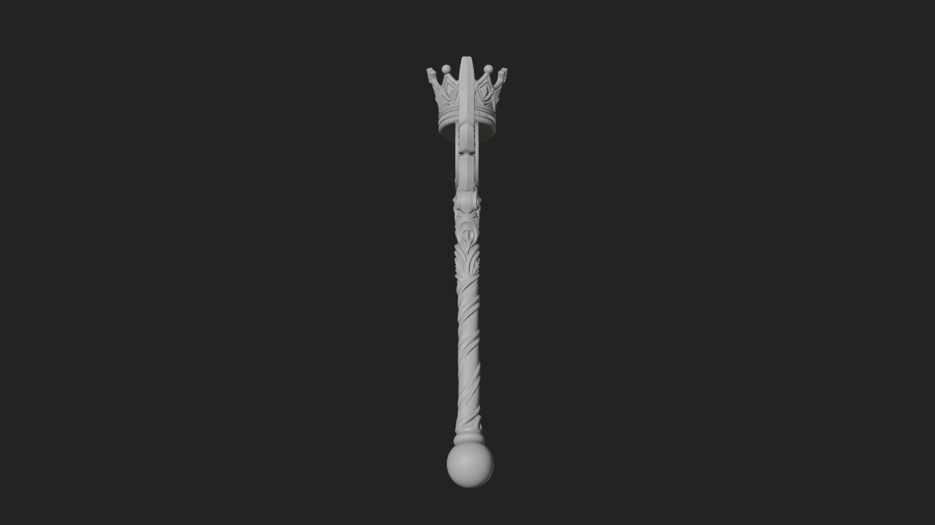 Crowned Royal Scepter Model Design 2 3D Print Model 3D Model