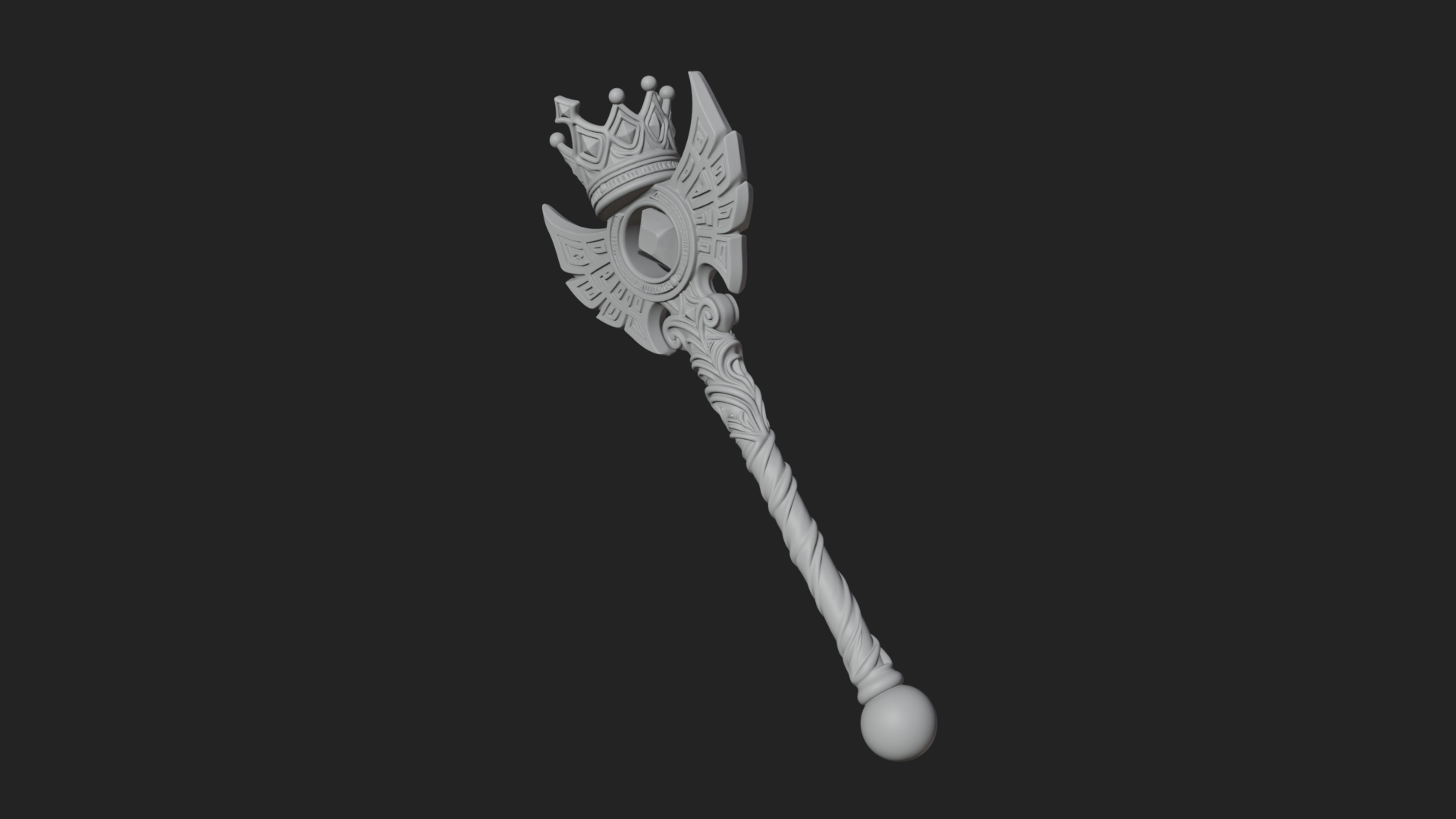 Crowned Royal Scepter Model Design 2 3D Print Model 3D Model