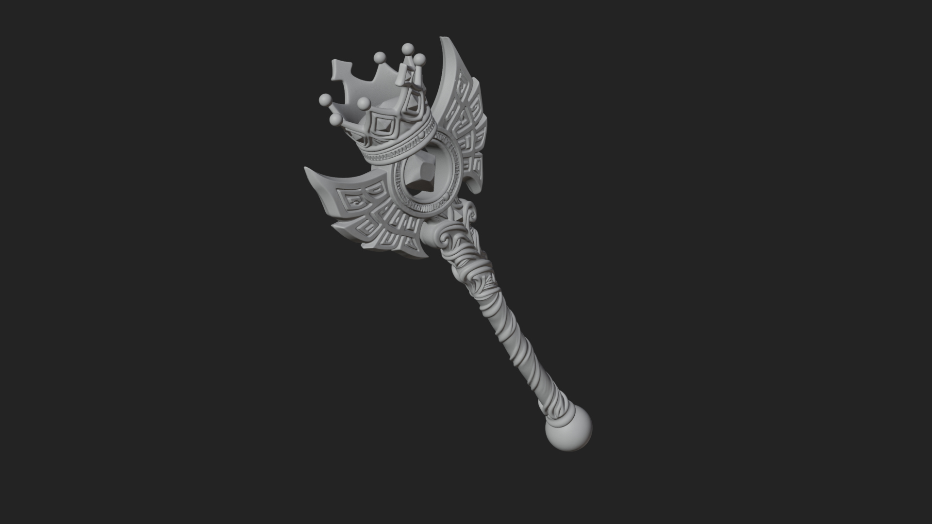 Crowned Royal Scepter Model Design 2 3D Print Model 3D Model