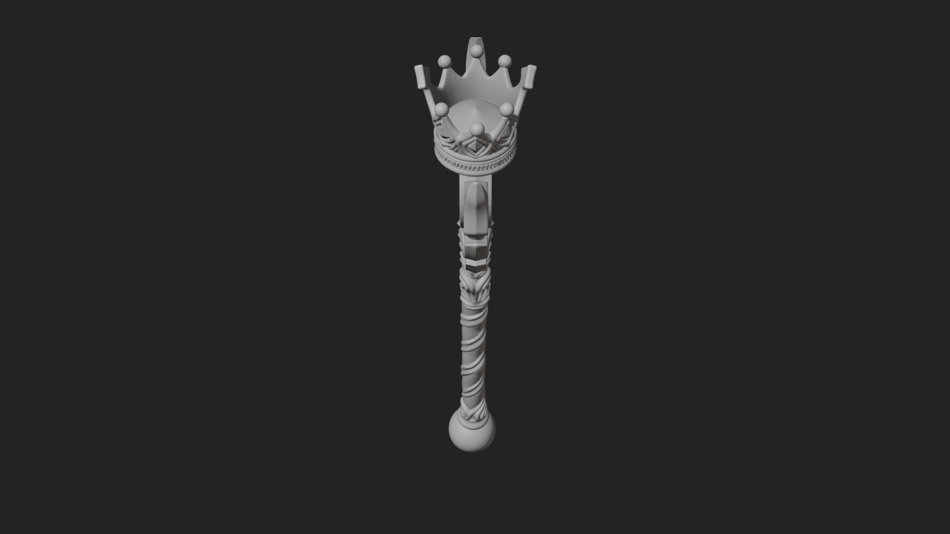 Crowned Royal Scepter Model Design 2 3D Print Model 3D Model