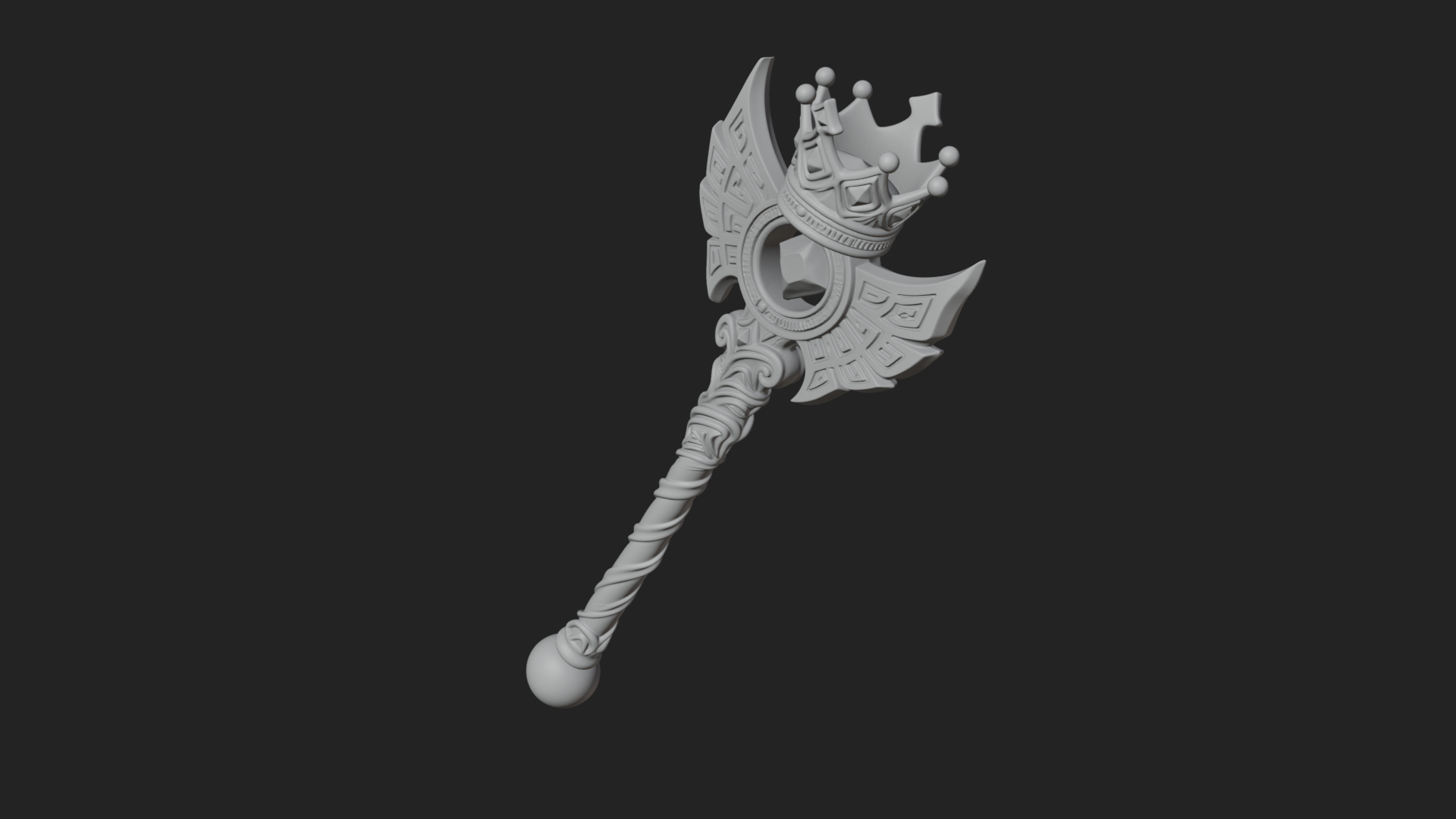Crowned Royal Scepter Model Design 2 3D Print Model 3D Model