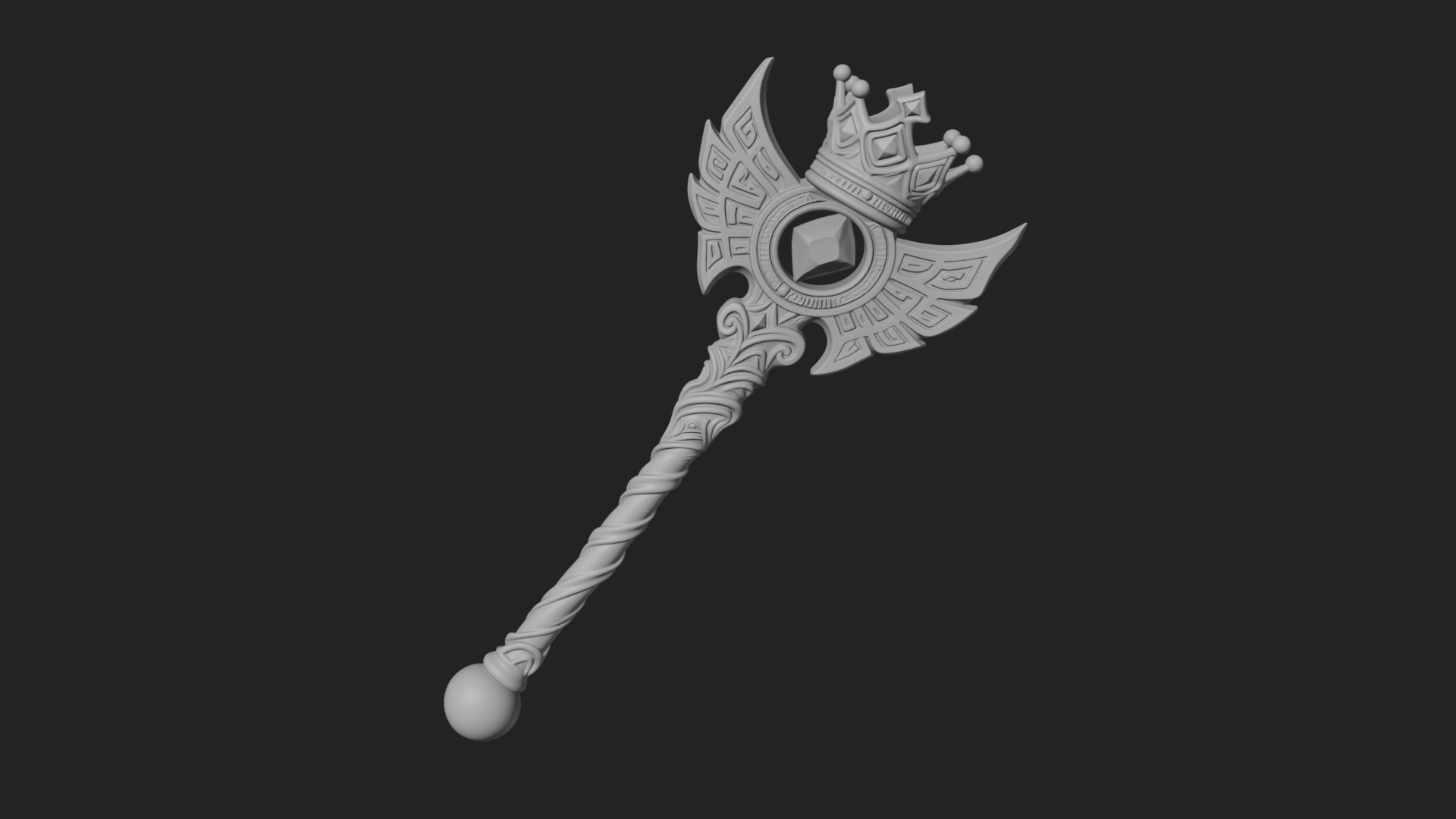 Crowned Royal Scepter Model Design 2 3D Print Model 3D Model