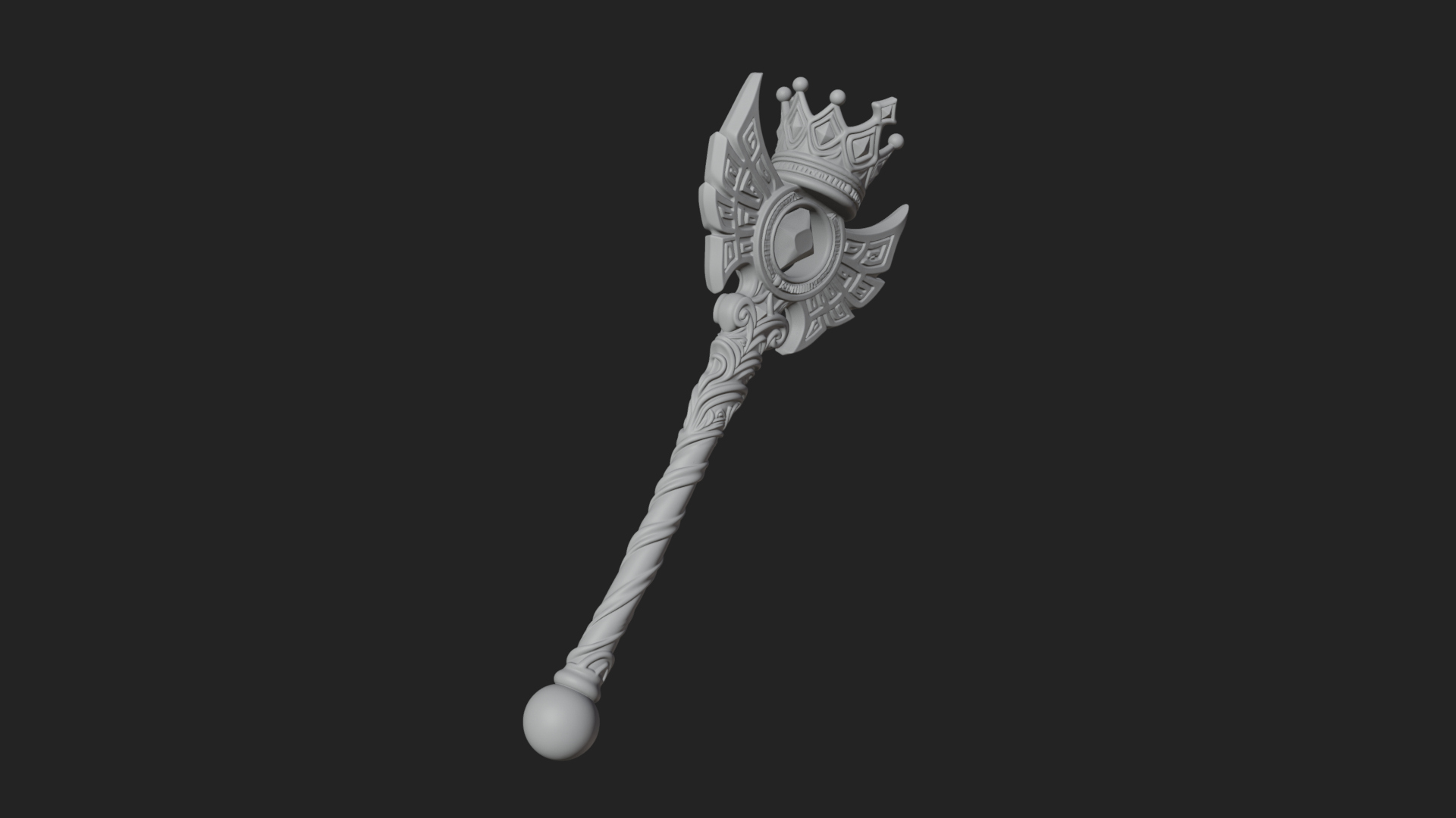 Crowned Royal Scepter Model Design 2 3D Print Model 3D Model