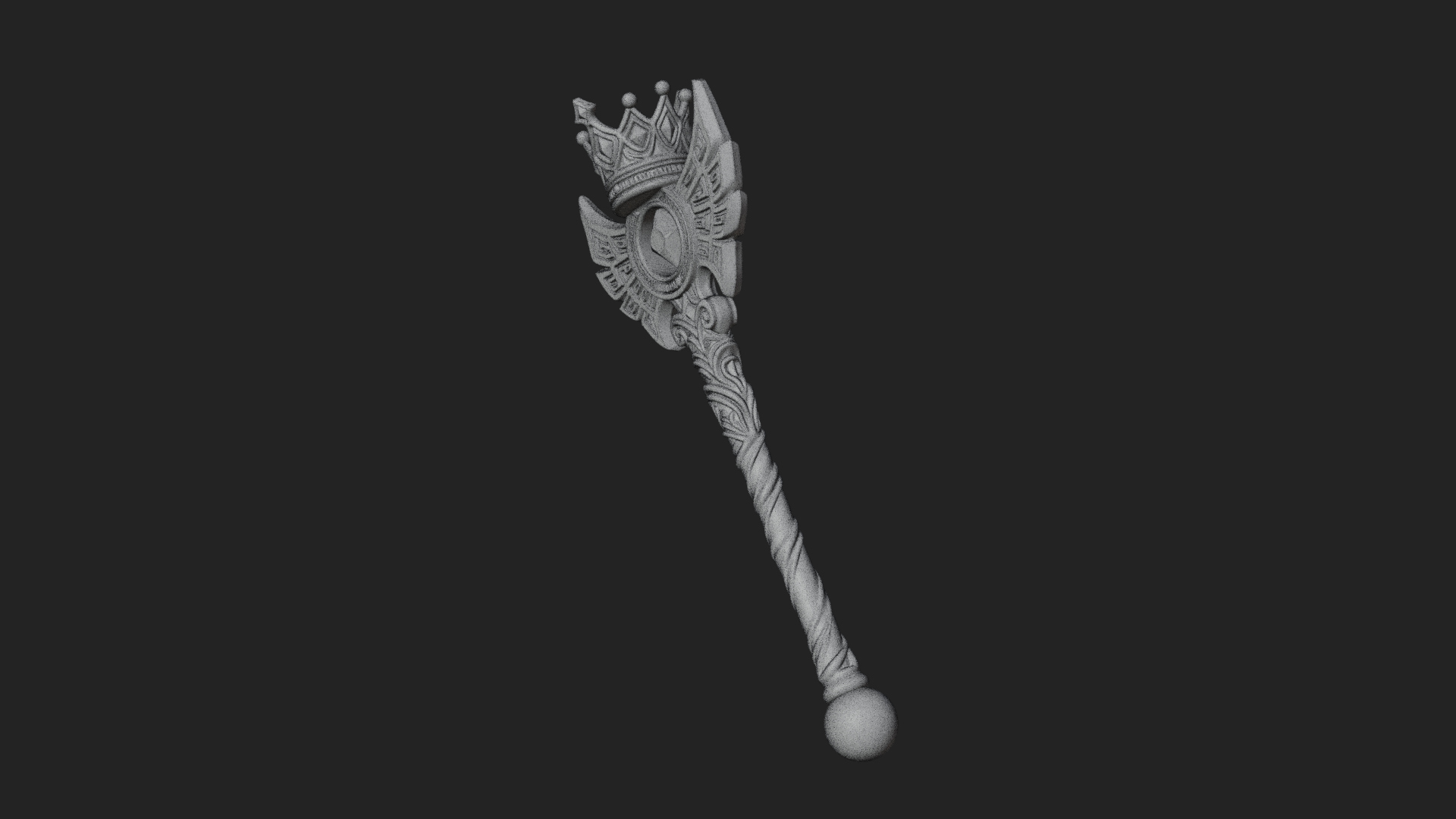 Crowned Royal Scepter Model Design 2 3D Print Model 3D Model