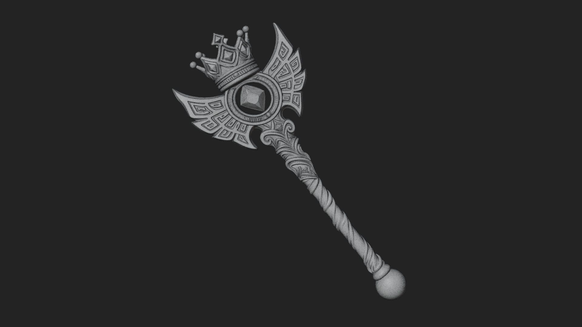 Crowned Royal Scepter Model Design 2 3D Print Model 3D Model
