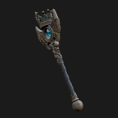 Crowned Royal Scepter Model Design 2 3D Print Model
