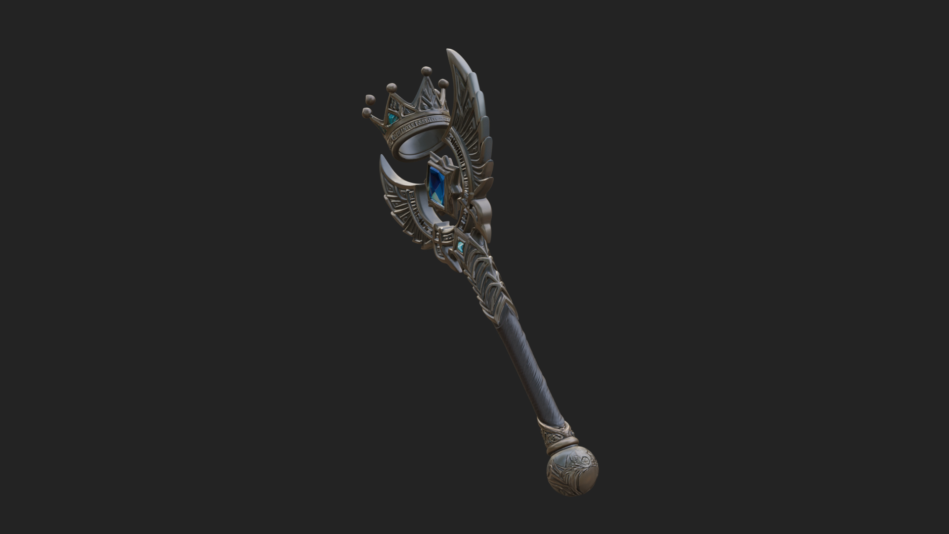 Crowned Royal Scepter Model Design 3 3D Print Model 3D Model