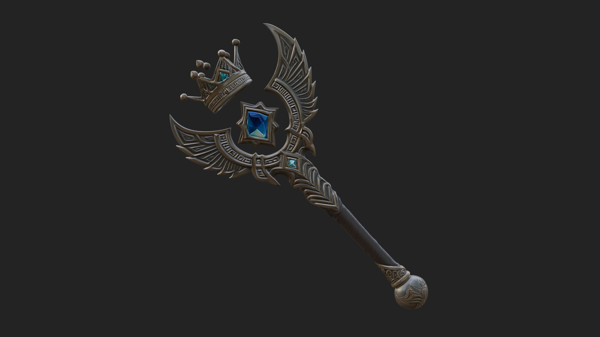 Crowned Royal Scepter Model Design 3 3D Print Model 3D Model