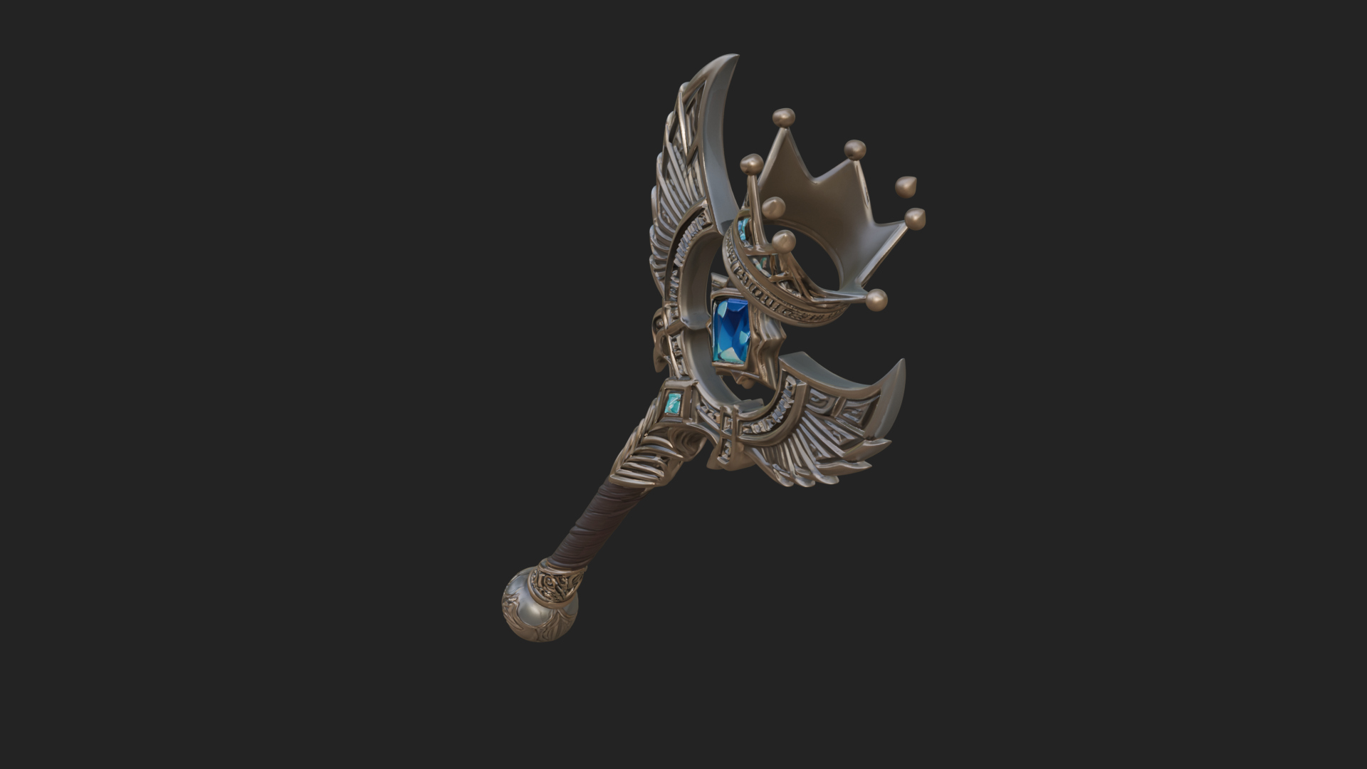 Crowned Royal Scepter Model Design 3 3D Print Model 3D Model