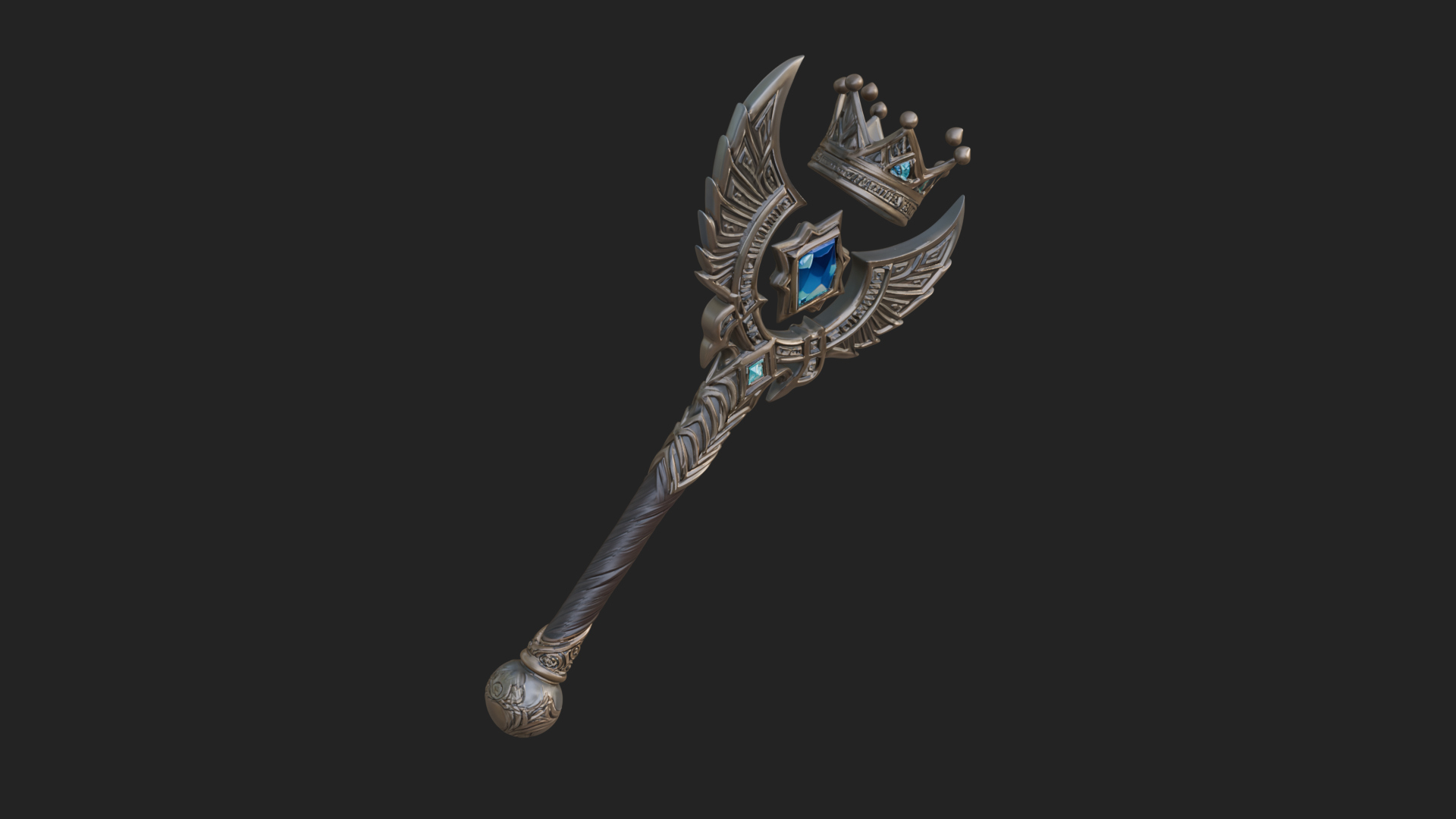 Crowned Royal Scepter Model Design 3 3D Print Model 3D Model