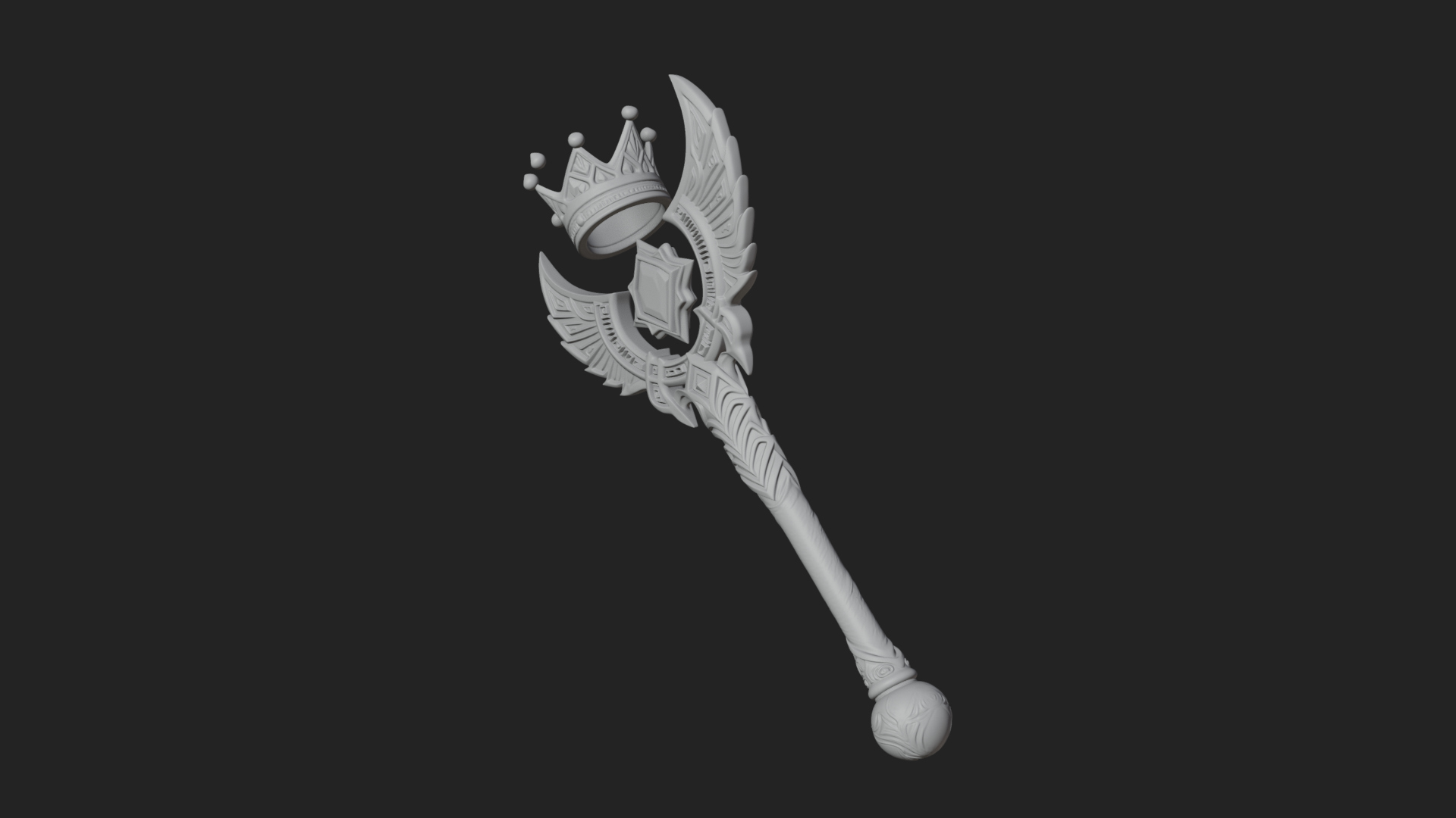 Crowned Royal Scepter Model Design 3 3D Print Model 3D Model