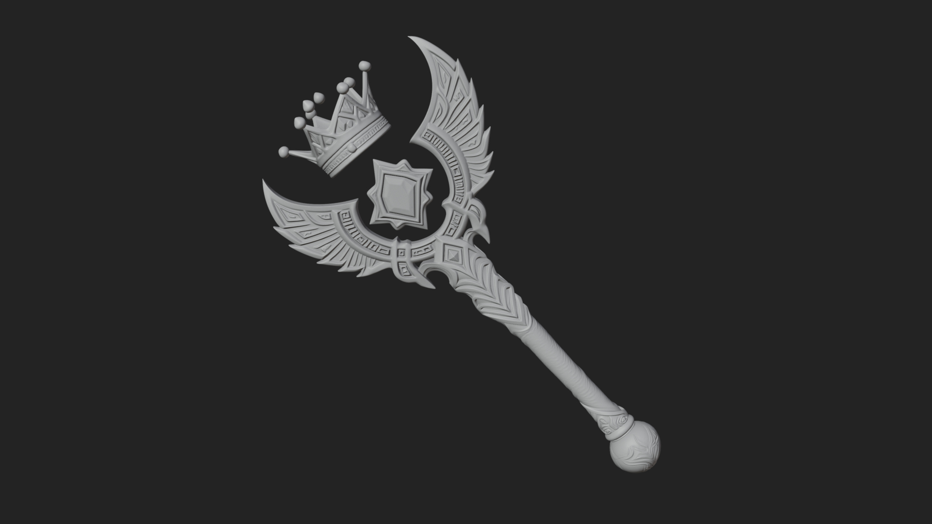 Crowned Royal Scepter Model Design 3 3D Print Model 3D Model