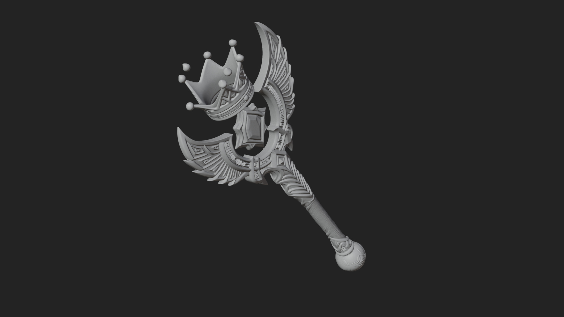 Crowned Royal Scepter Model Design 3 3D Print Model 3D Model