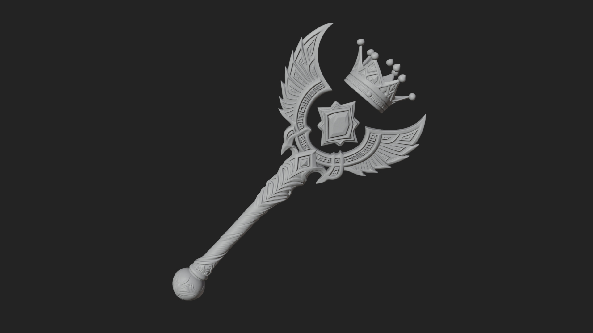 Crowned Royal Scepter Model Design 3 3D Print Model 3D Model
