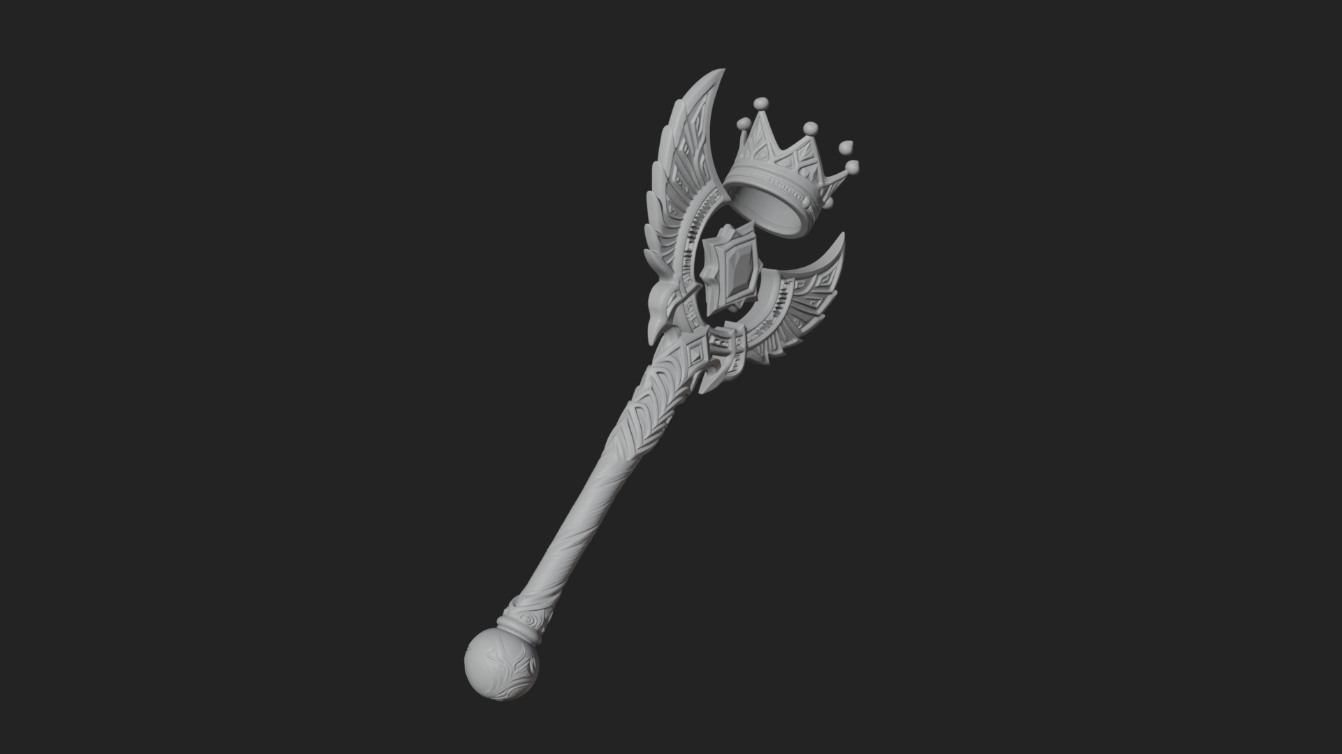 Crowned Royal Scepter Model Design 3 3D Print Model 3D Model