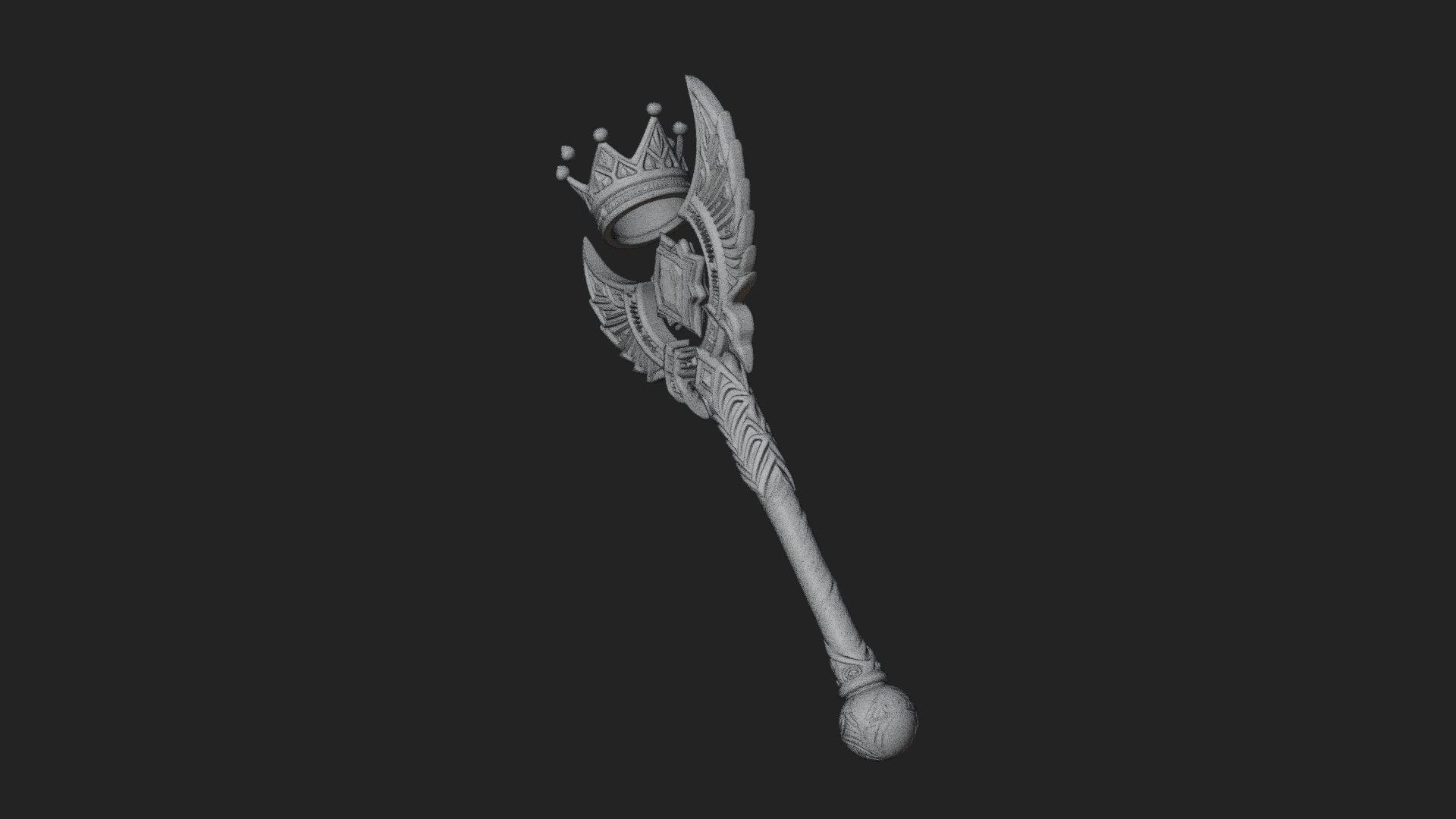 Crowned Royal Scepter Model Design 3 3D Print Model 3D Model