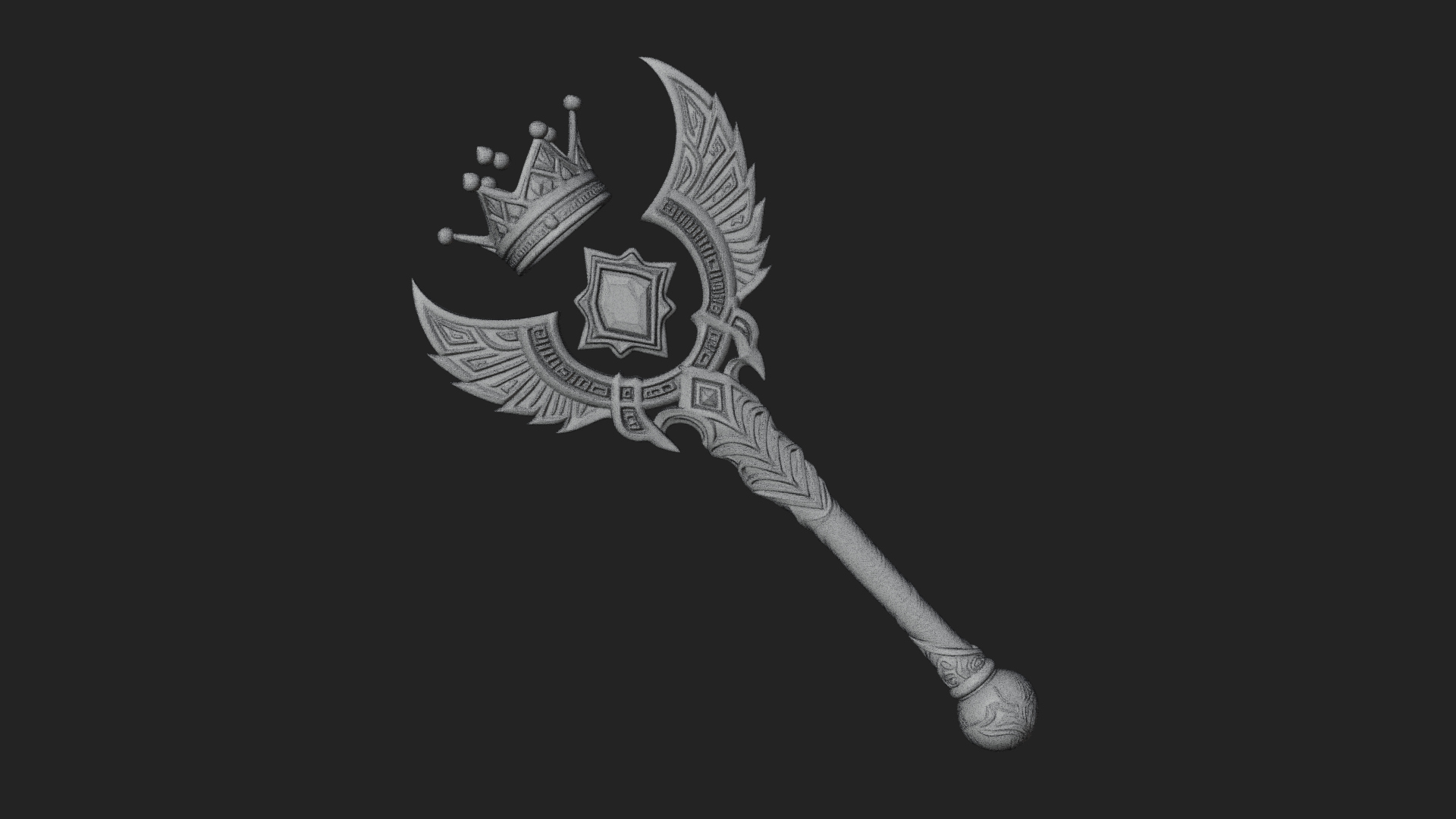 Crowned Royal Scepter Model Design 3 3D Print Model 3D Model